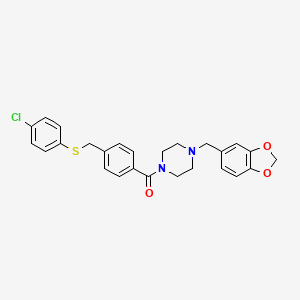 [4-(1,3-Benzodioxol-5-ylmethyl)piperazin-1-yl](4-{[(4-chlorophenyl)sulfanyl]methyl}phenyl)methanone