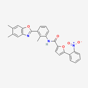 N-[3-(5,6-dimethyl-1,3-benzoxazol-2-yl)-2-methylphenyl]-5-(2-nitrophenyl)furan-2-carboxamide