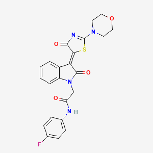 molecular formula C23H19FN4O4S B3512226 N-(4-fluorophenyl)-2-{3-[(5Z)-2-(morpholin-4-yl)-4-oxo-4,5-dihydro-1,3-thiazol-5-ylidene]-2-oxo-2,3-dihydro-1H-indol-1-yl}acetamide 