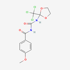 4-methoxy-N-({[2-(trichloromethyl)-1,3-dioxolan-2-yl]amino}carbonyl)benzamide