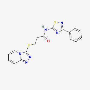 molecular formula C17H14N6OS2 B3512239 N-(3-phenyl-1,2,4-thiadiazol-5-yl)-3-([1,2,4]triazolo[4,3-a]pyridin-3-ylthio)propanamide 