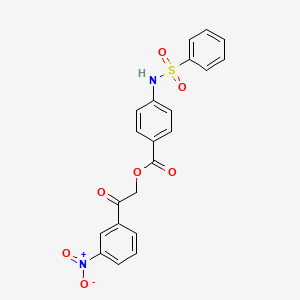 molecular formula C21H16N2O7S B3512253 2-(3-nitrophenyl)-2-oxoethyl 4-[(phenylsulfonyl)amino]benzoate 