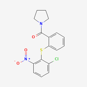 molecular formula C17H15ClN2O3S B3512300 1-{2-[(2-chloro-6-nitrophenyl)thio]benzoyl}pyrrolidine 