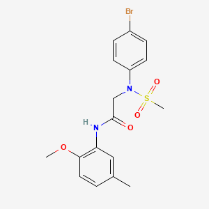 molecular formula C17H19BrN2O4S B3512348 N~2~-(4-bromophenyl)-N~1~-(2-methoxy-5-methylphenyl)-N~2~-(methylsulfonyl)glycinamide 