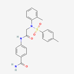 molecular formula C23H23N3O4S B3512400 4-[[2-(2-methyl-N-(4-methylphenyl)sulfonylanilino)acetyl]amino]benzamide 