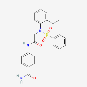 molecular formula C23H23N3O4S B3512420 4-[[2-[N-(benzenesulfonyl)-2-ethylanilino]acetyl]amino]benzamide 