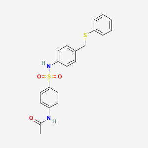 molecular formula C21H20N2O3S2 B3512437 N-{4-[({4-[(phenylthio)methyl]phenyl}amino)sulfonyl]phenyl}acetamide 