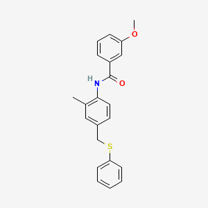 molecular formula C22H21NO2S B3512443 3-methoxy-N-{2-methyl-4-[(phenylthio)methyl]phenyl}benzamide 