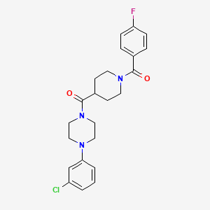 molecular formula C23H25ClFN3O2 B3512486 [4-(3-Chlorophenyl)piperazin-1-yl]{1-[(4-fluorophenyl)carbonyl]piperidin-4-yl}methanone 