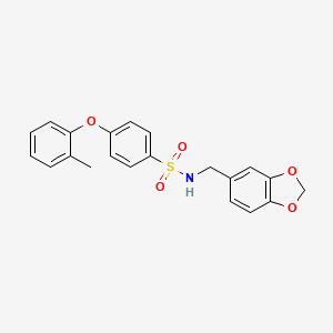 molecular formula C21H19NO5S B3512561 N-(1,3-benzodioxol-5-ylmethyl)-4-(2-methylphenoxy)benzenesulfonamide 