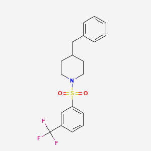 molecular formula C19H20F3NO2S B3512567 4-Benzyl-1-((3-(trifluoromethyl)phenyl)sulfonyl)piperidine 