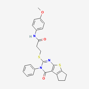 N-(4-methoxyphenyl)-3-[(4-oxo-3-phenyl-3,5,6,7-tetrahydro-4H-cyclopenta[4,5]thieno[2,3-d]pyrimidin-2-yl)thio]propanamide