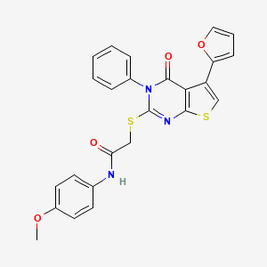 2-[5-(furan-2-yl)-4-oxo-3-phenylthieno[2,3-d]pyrimidin-2-yl]sulfanyl-N-(4-methoxyphenyl)acetamide