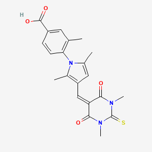 molecular formula C21H21N3O4S B3512658 4-{3-[(1,3-DIMETHYL-4,6-DIOXO-2-SULFANYLIDENE-1,3-DIAZINAN-5-YLIDENE)METHYL]-2,5-DIMETHYL-1H-PYRROL-1-YL}-3-METHYLBENZOIC ACID 