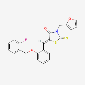 molecular formula C22H16FNO3S2 B3512675 5-{2-[(2-fluorobenzyl)oxy]benzylidene}-3-(2-furylmethyl)-2-thioxo-1,3-thiazolidin-4-one 