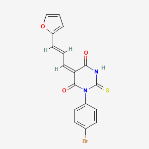 (5E)-1-(4-bromophenyl)-5-[(2E)-3-(furan-2-yl)prop-2-en-1-ylidene]-2-thioxodihydropyrimidine-4,6(1H,5H)-dione