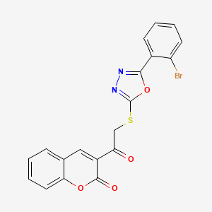 molecular formula C19H11BrN2O4S B3512708 3-({[5-(2-bromophenyl)-1,3,4-oxadiazol-2-yl]sulfanyl}acetyl)-2H-chromen-2-one 