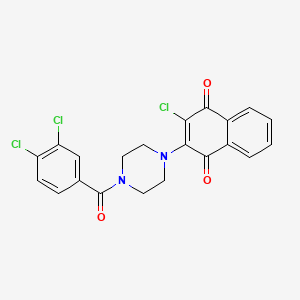 molecular formula C21H15Cl3N2O3 B3512742 2-chloro-3-[4-(3,4-dichlorobenzoyl)-1-piperazinyl]naphthoquinone 