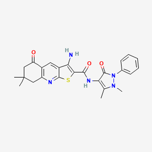 3-amino-N-(1,5-dimethyl-3-oxo-2-phenyl-2,3-dihydro-1H-pyrazol-4-yl)-7,7-dimethyl-5-oxo-5,6,7,8-tetrahydrothieno[2,3-b]quinoline-2-carboxamide