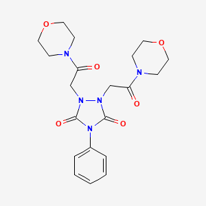 molecular formula C20H25N5O6 B3512823 1,2-Bis[2-(morpholin-4-yl)-2-oxoethyl]-4-phenyl-1,2,4-triazolidine-3,5-dione 