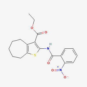 molecular formula C19H20N2O5S B3512836 ETHYL 2-(2-NITROBENZAMIDO)-4H,5H,6H,7H,8H-CYCLOHEPTA[B]THIOPHENE-3-CARBOXYLATE 