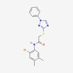 molecular formula C18H17BrN4OS B3512863 N-(2-bromo-4,5-dimethylphenyl)-2-[(1-phenyl-1H-1,2,4-triazol-3-yl)thio]acetamide 