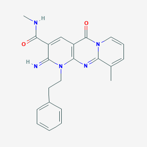 6-imino-N,11-dimethyl-2-oxo-7-(2-phenylethyl)-1,7,9-triazatricyclo[8.4.0.03,8]tetradeca-3(8),4,9,11,13-pentaene-5-carboxamide