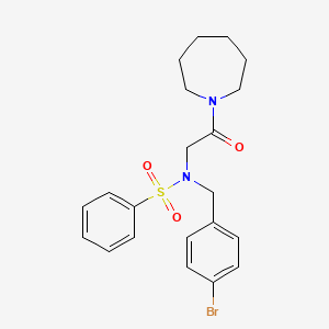 molecular formula C21H25BrN2O3S B3513002 N-[2-(azepan-1-yl)-2-oxoethyl]-N-(4-bromobenzyl)benzenesulfonamide 