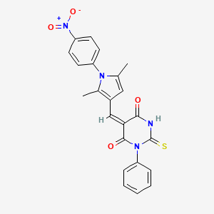 molecular formula C23H18N4O4S B3513034 5-{[2,5-dimethyl-1-(4-nitrophenyl)-1H-pyrrol-3-yl]methylene}-1-phenyl-2-thioxodihydro-4,6(1H,5H)-pyrimidinedione 