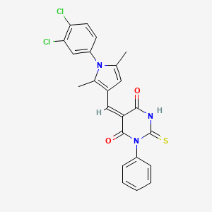 (5E)-5-{[1-(3,4-dichlorophenyl)-2,5-dimethyl-1H-pyrrol-3-yl]methylidene}-1-phenyl-2-thioxodihydropyrimidine-4,6(1H,5H)-dione