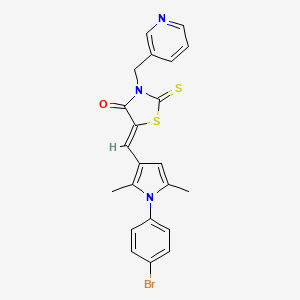 molecular formula C22H18BrN3OS2 B3513047 5-{[1-(4-bromophenyl)-2,5-dimethyl-1H-pyrrol-3-yl]methylene}-3-(3-pyridinylmethyl)-2-thioxo-1,3-thiazolidin-4-one 