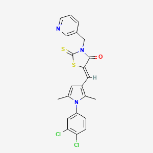 molecular formula C22H17Cl2N3OS2 B3513052 5-{[1-(3,4-dichlorophenyl)-2,5-dimethyl-1H-pyrrol-3-yl]methylene}-3-(3-pyridinylmethyl)-2-thioxo-1,3-thiazolidin-4-one 