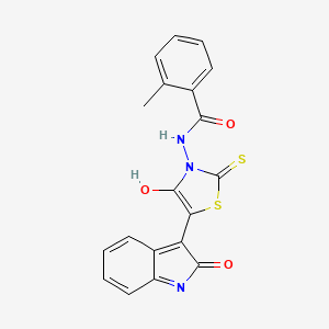 molecular formula C19H13N3O3S2 B3513095 2-methyl-N-[(5Z)-4-oxo-5-(2-oxo-1,2-dihydro-3H-indol-3-ylidene)-2-thioxo-1,3-thiazolidin-3-yl]benzamide 