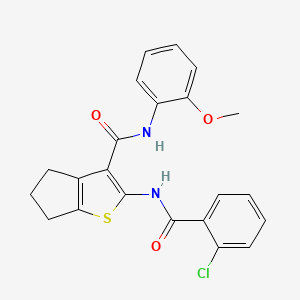 molecular formula C22H19ClN2O3S B3513131 2-[(2-chlorobenzoyl)amino]-N-(2-methoxyphenyl)-5,6-dihydro-4H-cyclopenta[b]thiophene-3-carboxamide 