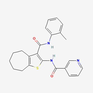 molecular formula C23H23N3O2S B3513191 N-{3-[(2-METHYLPHENYL)CARBAMOYL]-4H,5H,6H,7H,8H-CYCLOHEPTA[B]THIOPHEN-2-YL}PYRIDINE-3-CARBOXAMIDE 