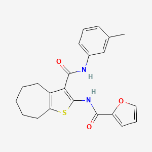 molecular formula C22H22N2O3S B3513194 N-{3-[(3-METHYLPHENYL)CARBAMOYL]-4H,5H,6H,7H,8H-CYCLOHEPTA[B]THIOPHEN-2-YL}FURAN-2-CARBOXAMIDE 