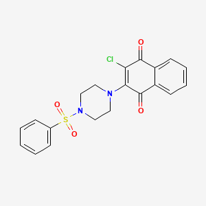 molecular formula C20H17ClN2O4S B3513242 2-[4-(benzenesulfonyl)piperazin-1-yl]-3-chloro-1,4-dihydronaphthalene-1,4-dione 