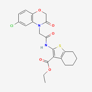 molecular formula C21H21ClN2O5S B3513280 ETHYL 2-[2-(6-CHLORO-3-OXO-3,4-DIHYDRO-2H-1,4-BENZOXAZIN-4-YL)ACETAMIDO]-4,5,6,7-TETRAHYDRO-1-BENZOTHIOPHENE-3-CARBOXYLATE 