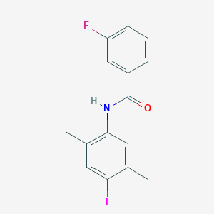 molecular formula C15H13FINO B3513304 3-fluoro-N-(4-iodo-2,5-dimethylphenyl)benzamide 