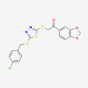 1-(1,3-Benzodioxol-5-yl)-2-({5-[(4-chlorobenzyl)sulfanyl]-1,3,4-thiadiazol-2-yl}sulfanyl)ethanone