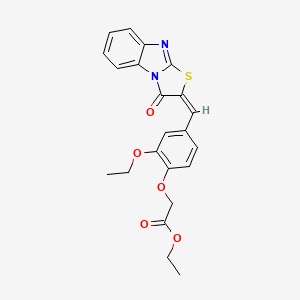 molecular formula C22H20N2O5S B3513350 ethyl {2-ethoxy-4-[(E)-(3-oxo[1,3]thiazolo[3,2-a]benzimidazol-2(3H)-ylidene)methyl]phenoxy}acetate 