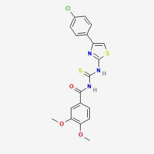 molecular formula C19H16ClN3O3S2 B3513368 N-({[4-(4-chlorophenyl)-1,3-thiazol-2-yl]amino}carbonothioyl)-3,4-dimethoxybenzamide 