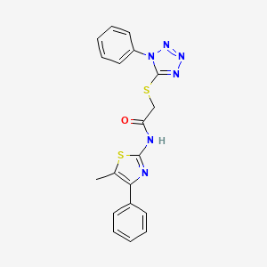 molecular formula C19H16N6OS2 B3513381 N-(5-methyl-4-phenyl-1,3-thiazol-2-yl)-2-[(1-phenyl-1H-tetrazol-5-yl)sulfanyl]acetamide 