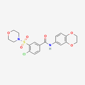 molecular formula C19H19ClN2O6S B3513445 4-chloro-N-(2,3-dihydro-1,4-benzodioxin-6-yl)-3-(4-morpholinylsulfonyl)benzamide 