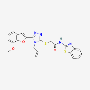 molecular formula C23H19N5O3S2 B3513446 N-(1,3-benzothiazol-2-yl)-2-[[5-(7-methoxy-1-benzofuran-2-yl)-4-prop-2-enyl-1,2,4-triazol-3-yl]sulfanyl]acetamide 