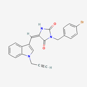 molecular formula C22H16BrN3O2 B3513466 (5E)-3-(4-bromobenzyl)-5-{[1-(prop-2-yn-1-yl)-1H-indol-3-yl]methylidene}imidazolidine-2,4-dione 