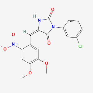 (5E)-3-(3-chlorophenyl)-5-[(4,5-dimethoxy-2-nitrophenyl)methylidene]imidazolidine-2,4-dione