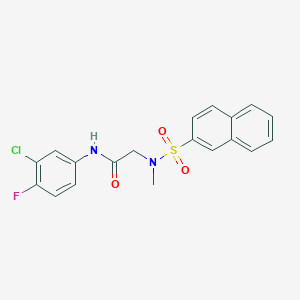 molecular formula C19H16ClFN2O3S B3513492 N~1~-(3-chloro-4-fluorophenyl)-N~2~-methyl-N~2~-(2-naphthylsulfonyl)glycinamide 