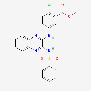 molecular formula C22H17ClN4O4S B3513505 Methyl 5-[[3-(benzenesulfonamido)quinoxalin-2-yl]amino]-2-chlorobenzoate 