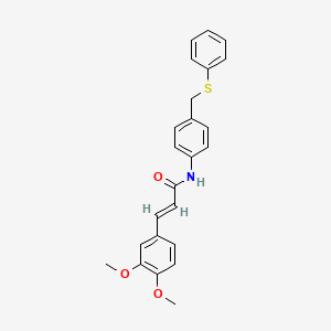 molecular formula C24H23NO3S B3513554 3-(3,4-dimethoxyphenyl)-N-{4-[(phenylthio)methyl]phenyl}acrylamide 